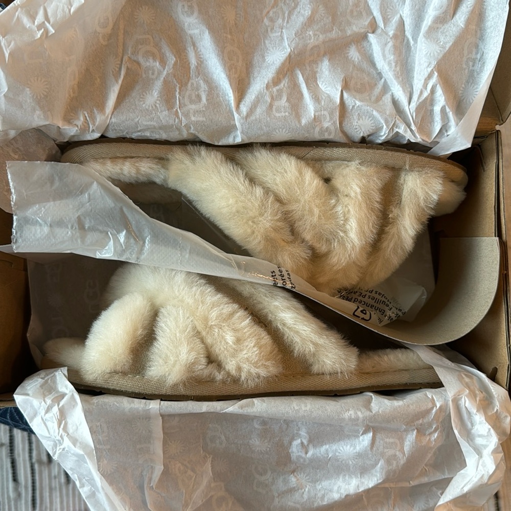 UGG Scuffita Fur Slippers Sand